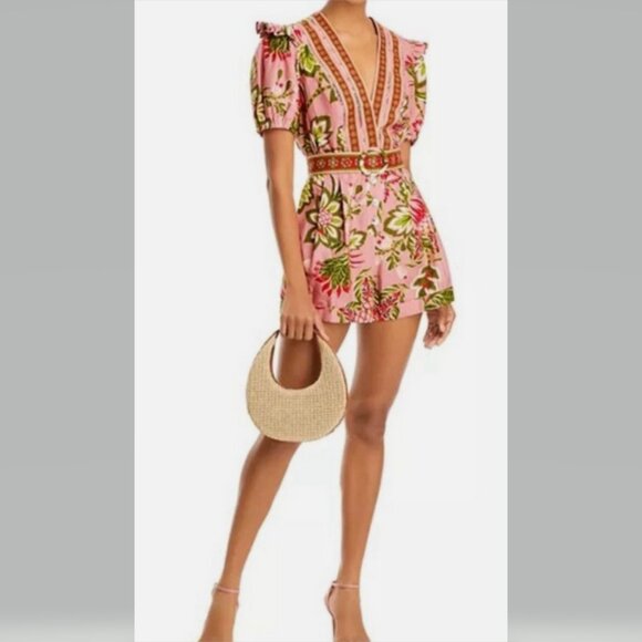 FARM RIO Aura Floral Print Romper Soft Pink Size L NWT - Picture 12 of 12